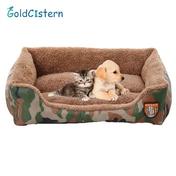 

Soft Warm Pet Nest Cats Bed Jungle Camouflage Sofa Dog Bed House Cheap Cozy Rectangle Puppy Teddy Square Pet Bed