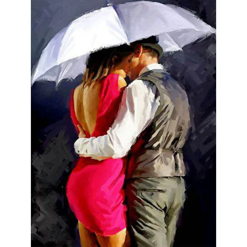 

Lovers Under the Umbrella Hand Made Paint High Quality Canvas Beautiful Painting By Numbers Surprise Gift Great Accomplishment
