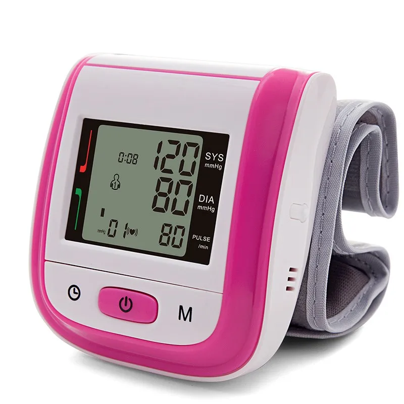 Цифровой ЖК-монитор медицинский автоматический Наручные сфигмоманометр браслет Сфигмоманометр измерение давления sp - Цвет: Розово-красный