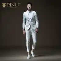 Free Shipping men's male man casual white Autumn new embroidered suit jacket B183206572 and trousers B183215573 set