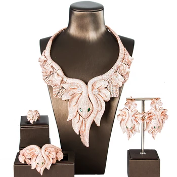 

LAN PALACE Simple original desig copper alloy 5A cubic zirconia jewellery set earrings necklace ring bracelet free shipping