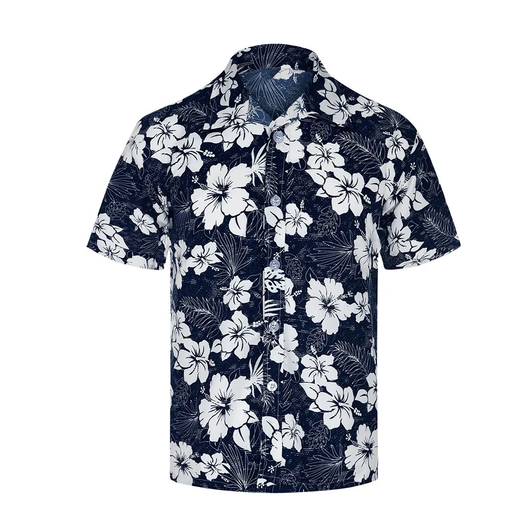 

2019 Summer hawaiian Shirt Spring and Summer Fashion Couple Personal Printed Short-sleeved Beach Tops Camisas Hombre