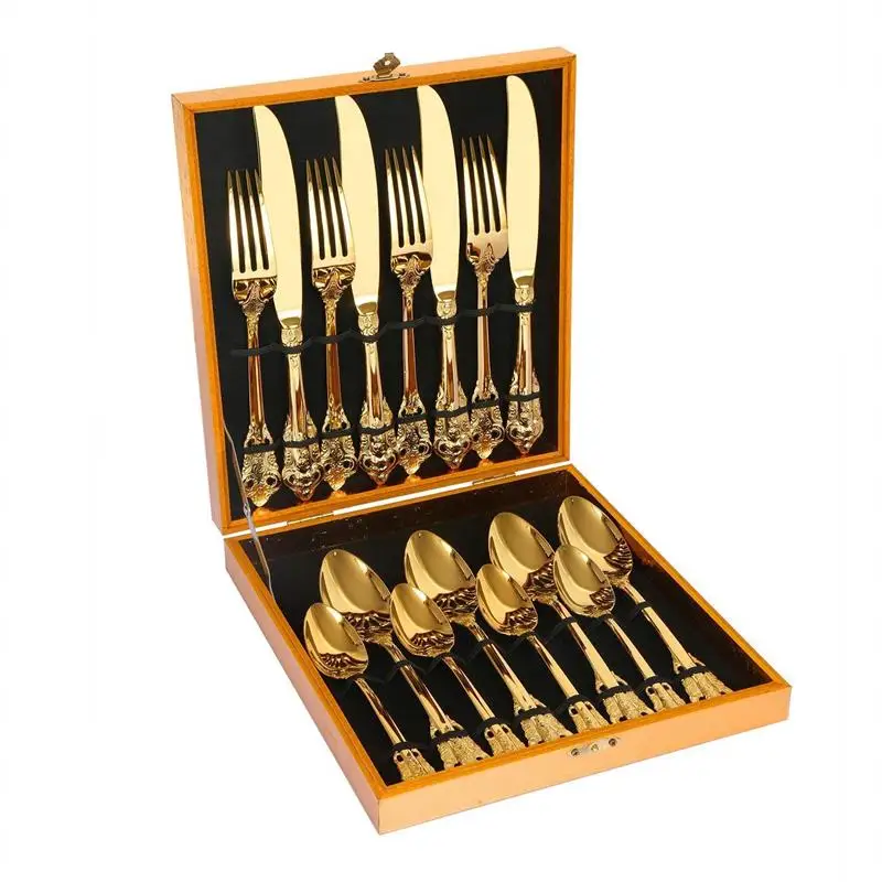 16Pcs Kitchen Cutlery Set Dining Stainless Steel Gift Spoon Fork Utensil Tea UK