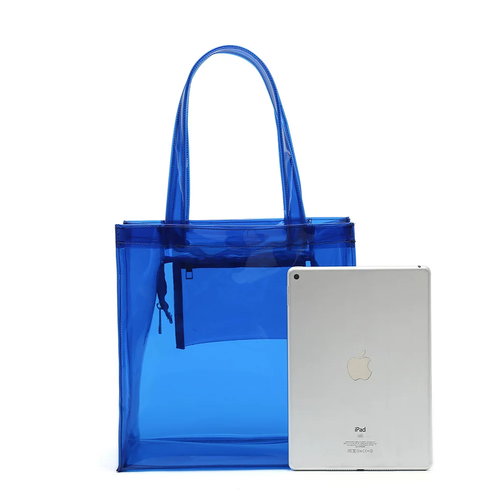 Прозрачный Цвет ПВХ пляжная сумка с застежкой-молнией закрытия прозрачная сумка для изготовленные на заказ выдвиженческие сумки