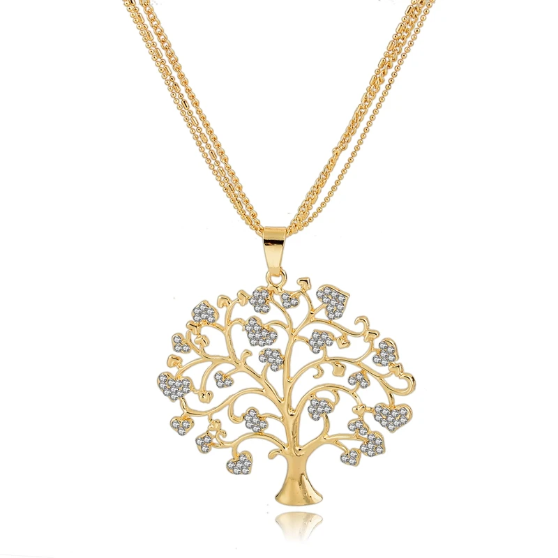 LongWay уникальный кристалл дерево жизни золотые ожерелья и подвески цветные цепочки ожерелья для женщин новогодние подарки SNE160113 - Окраска металла: Gold