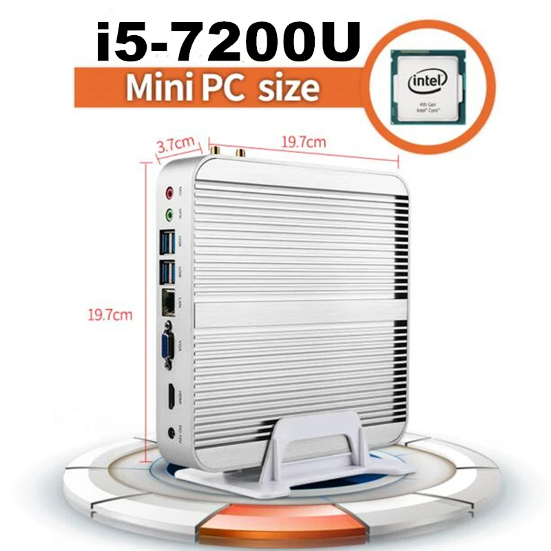 

[7th Gen Intel Core i5 7200U] Eglobal Kaby Lake Mini PC Windows 10 Pro Max 3.1GHz Fanless Nuc HTPC Graphics 620 4K TV Box