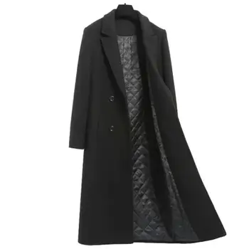 

plus size 3XL!Thicking women 2020 winter wool blends coat warm elegant slim double breasted long woolen coat