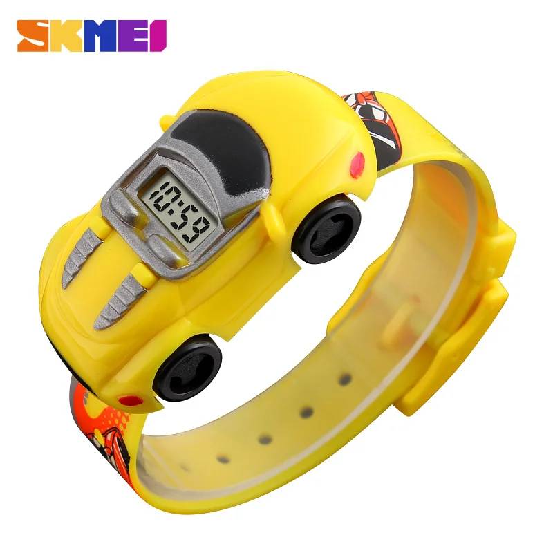 SKMEI горячие детские часы для детей автомобиль мультфильм стиль спортивные часы детские цифровые наручные часы для мальчиков подарок 1241 - Цвет: Цвет: желтый