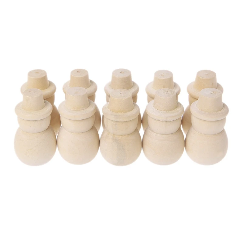 

10Pcs/Set Unfinished DIY Wood Craft Peg Doll Christmas Snowman Cake Toppers Wood Decoration