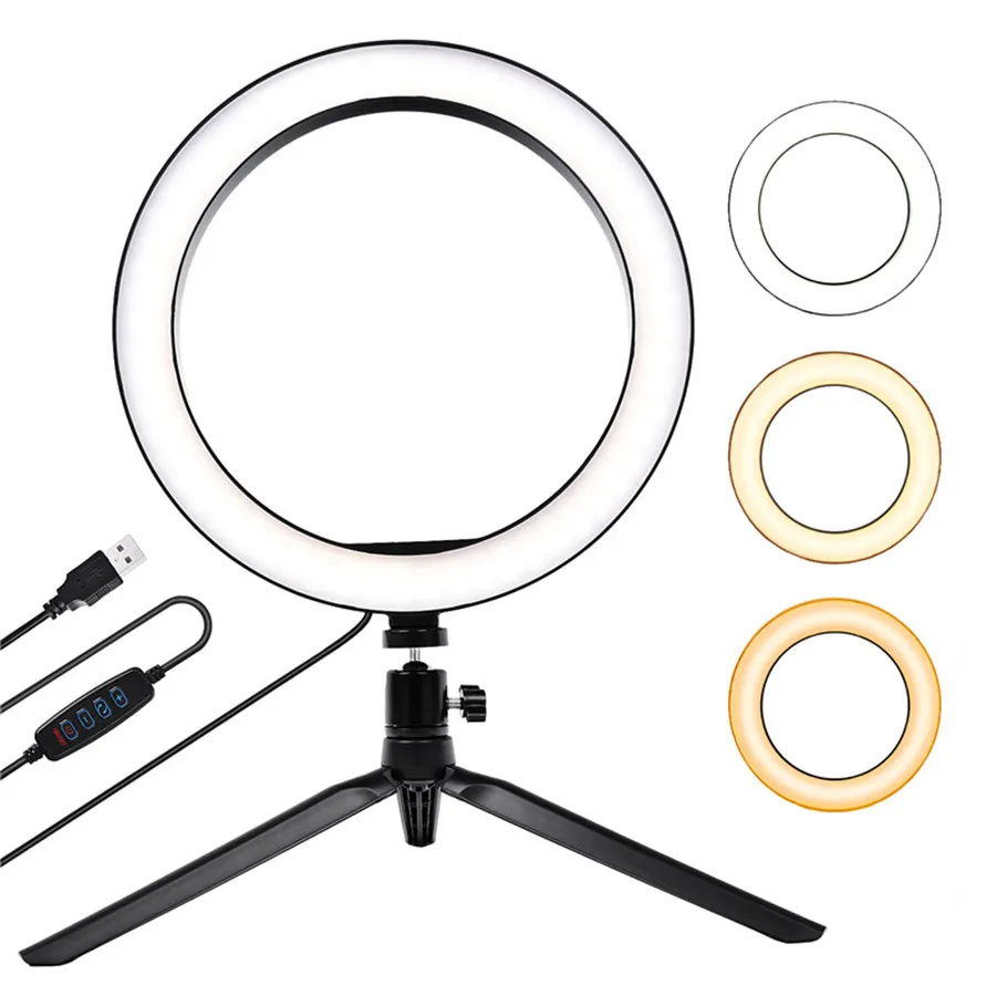 

Fusitu 16/26cm Led Ring Light portable LED Selfie Ring Lamp with Light Stand Tripod for Photography Camera Phone makeup Youtube