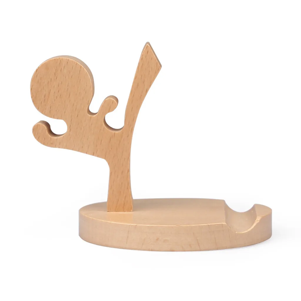 

VOBERRY Natural Wood Support For Mobile Phone Mobile Phone Base Cool Kung Fu Boy Support Frame