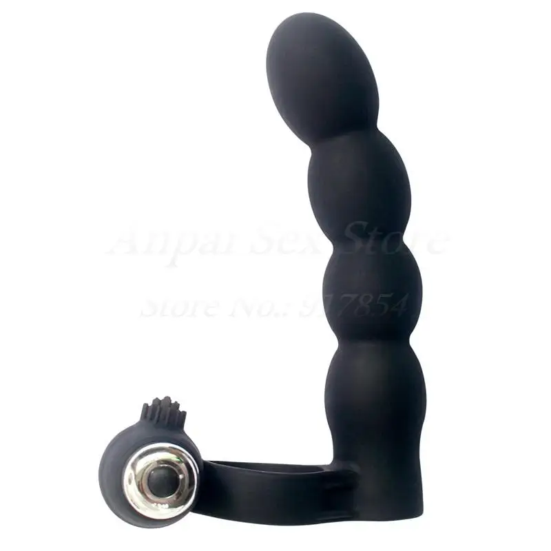 Vibrating Ring Double Penetration Strapon Dildo G spot Vibrator Anal Beads Penis Silicone Butt plug Vibrador Sex Toys For Couple