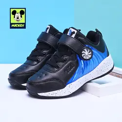 Disney кожаные ботинки весна кроссовки для мальчиков спортивный черный модные милые туфли Новинка 2019 года; удобная обувь