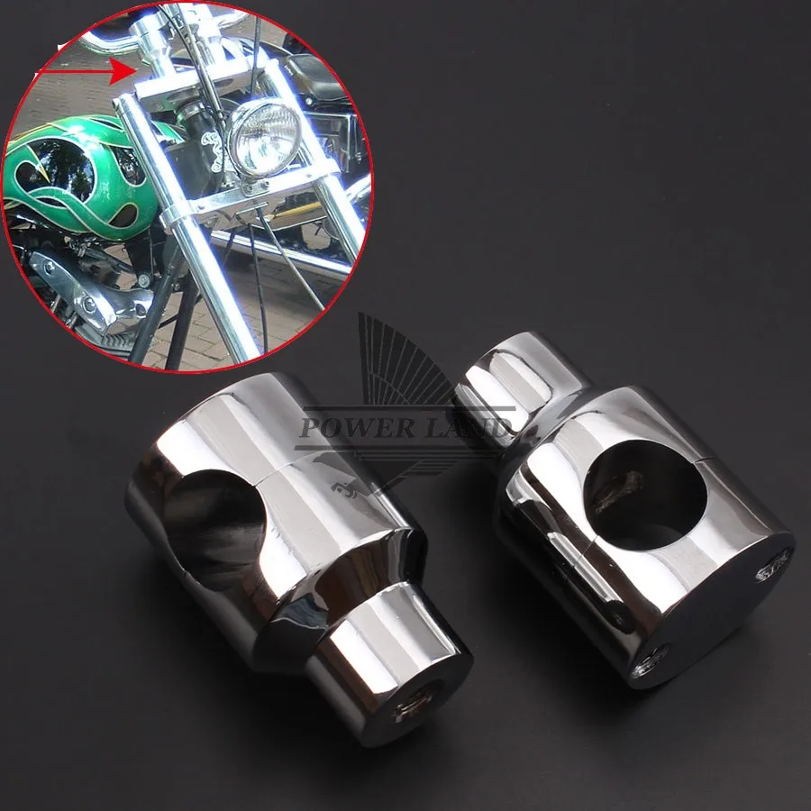 Chrome Aluminum Vertical Round 1"Shorty Handlebar Riser For Harley