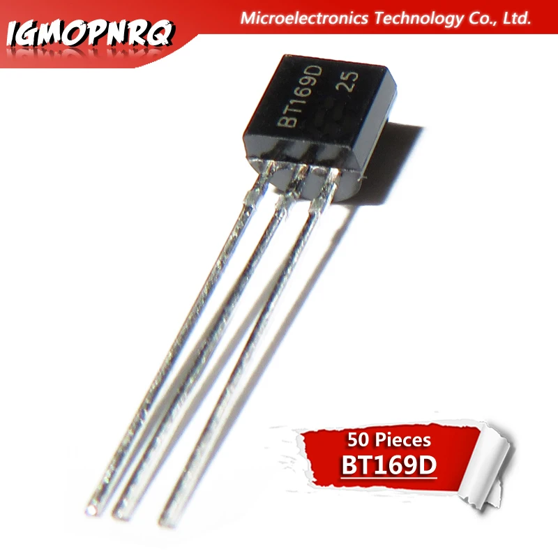 

50pcs BT169D BT169 TO-92 Triacs Thyristor SCR 400V 9A 3-Pin SPT new original