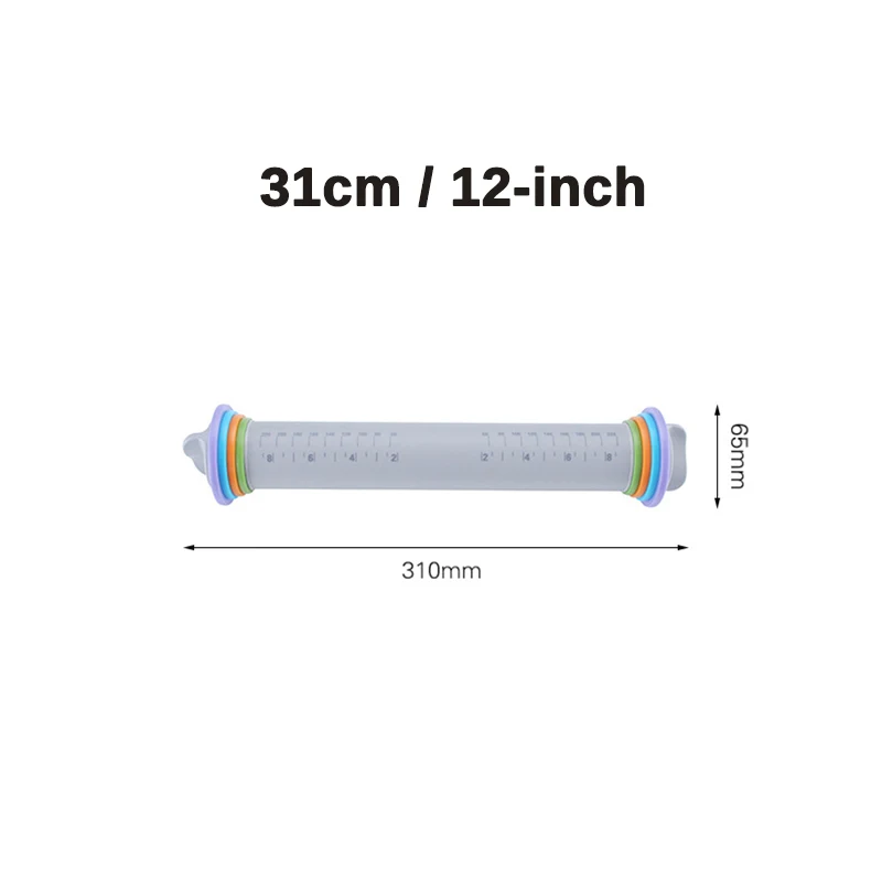 Регулируемая силиконовая Скалка тесто ролик со съемными толщинами кольца направляющие для выпечки теста пиццы пирог печенье по Leeseph - Цвет: 12 inch