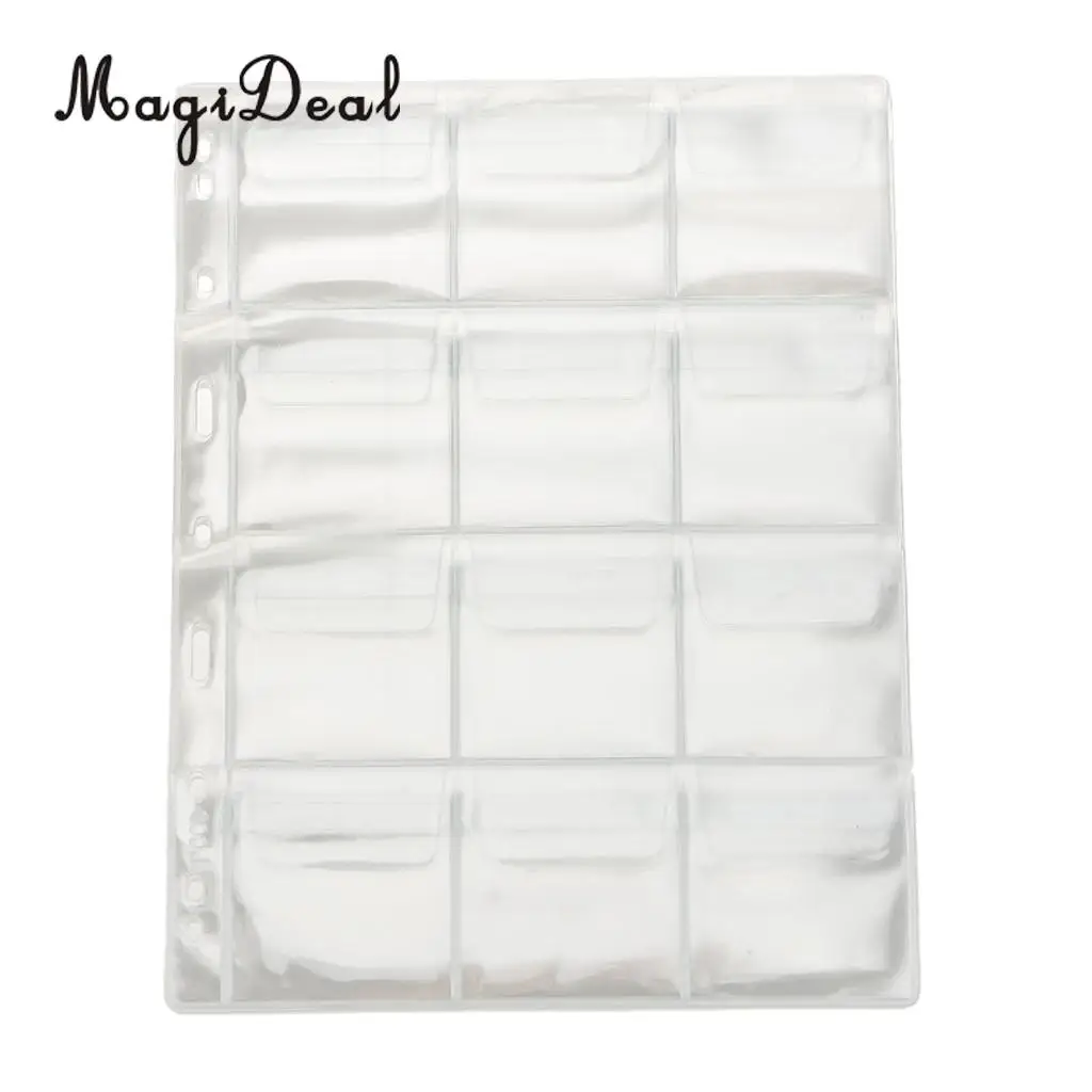 Magideal 10Pcs/Lot Clear 12 Pocket Coin Capsules Album Pages