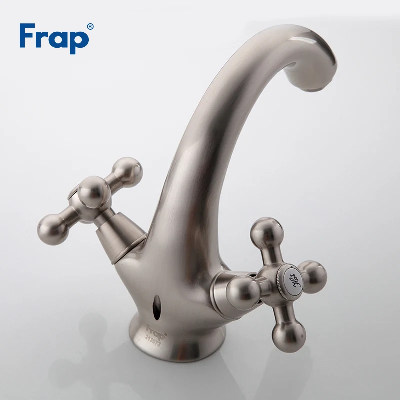  Frap 1 Set Nickel Brushed Deck Mounted Faucets Home Kitchen Bathroom Basin Sink Water Faucet Retro  - 32942062963