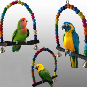 

NEW Bird Toy Parrot Swing Cage Toy Parakeet Cockatiel Budgie Lovebird Woodens Swings Toys
