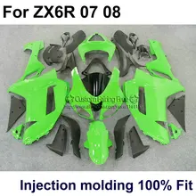 Aftermarket литья под давлением для Kawasaki ninja 636 zx6r ZX-6R 07 08 зеленый черный обтекатели 2007 2008 обтекатель комплект YE16
