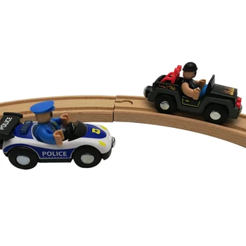 

4 pcs Car Chase Set Toy Magnetic Slot Compatible with Brio Wooden Track Car Toy Kids Gift Toys for Children