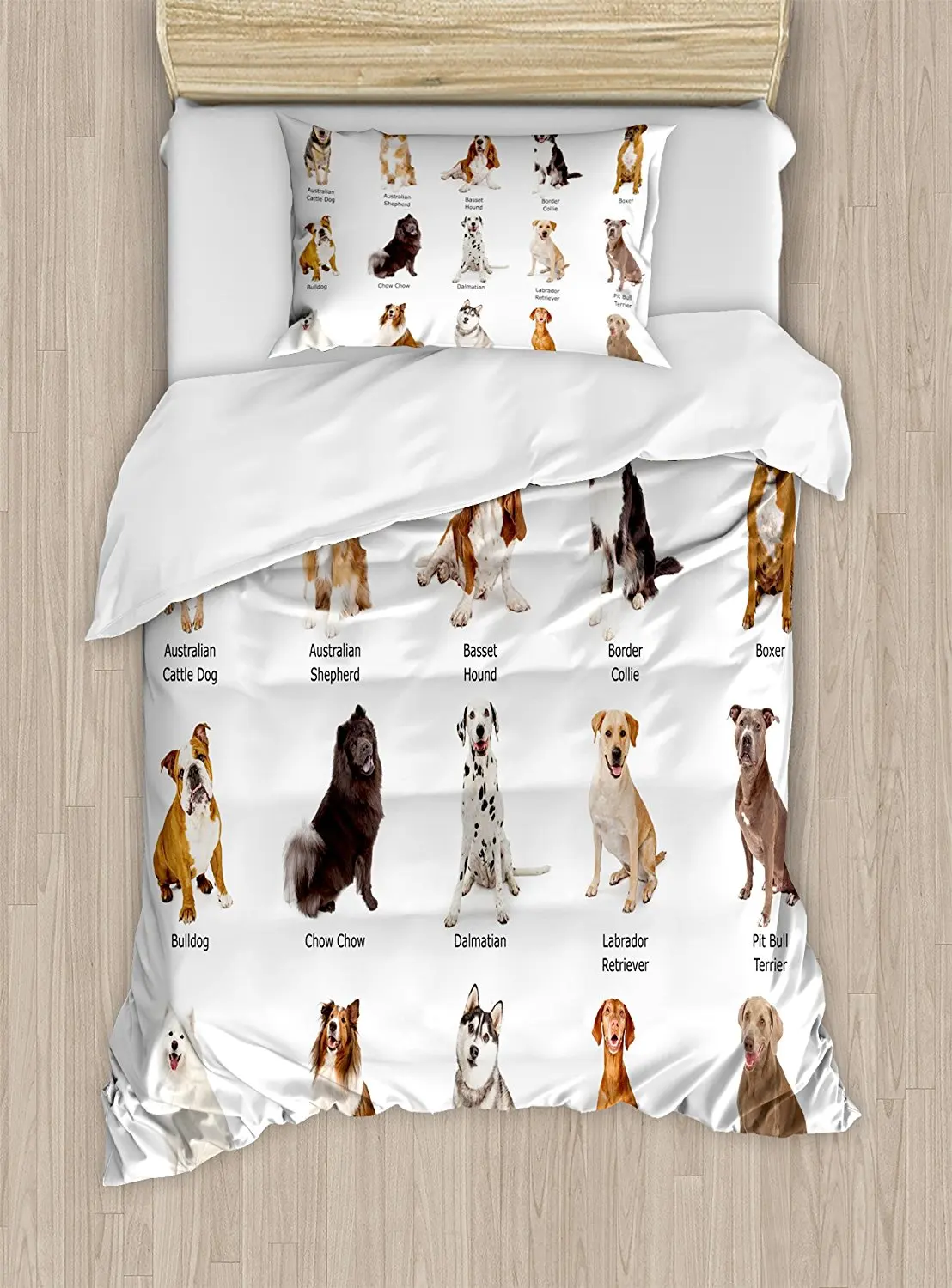 Dog Duvet Cover Set A Group of Different Puppy Breeds Family Type
