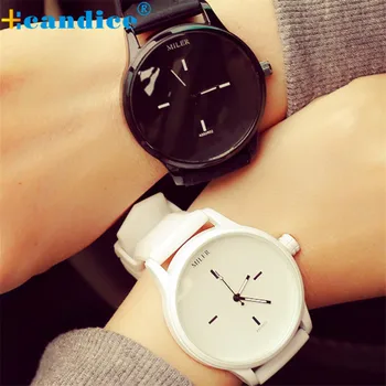 Black White Couple Watches Tables Fashion Harajuku Spell Color Analog Big Dial Men Women Silicone Watch Dress Clock