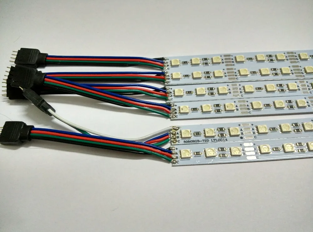 50 шт./лот RGB SMD5050 светодиодная полоса освещения 100 см 12 В постоянного тока 72