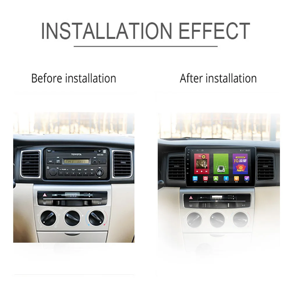 Best JIUYIN 9 Inch Car Multimedia Player Android 7.1 Car DVD  Player Car Radio For TOYOTA Corolla E120 Radio  GPS Navigation 6