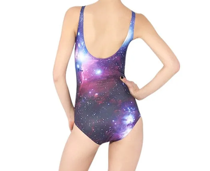 S до 4xL Galaxy Фиолетовый женский купальник цельный 3D печать одежда для плавания боди костюмы 3 узора