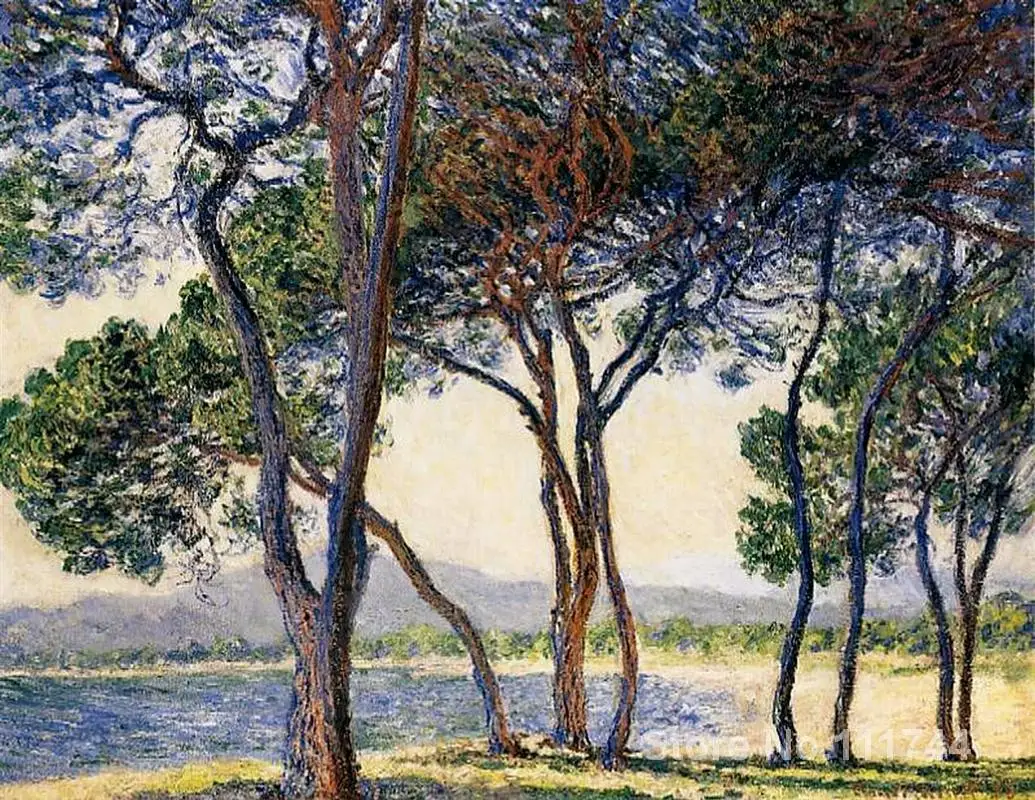 

Wall art Trees by the Seashore at Antibes by Claude Monet oil paintings Handmade High quality