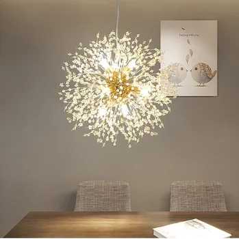 

Nordic post-modern luxury chandelier crystal snow ball personality art dandelion chandelier restaurant clothing store lights