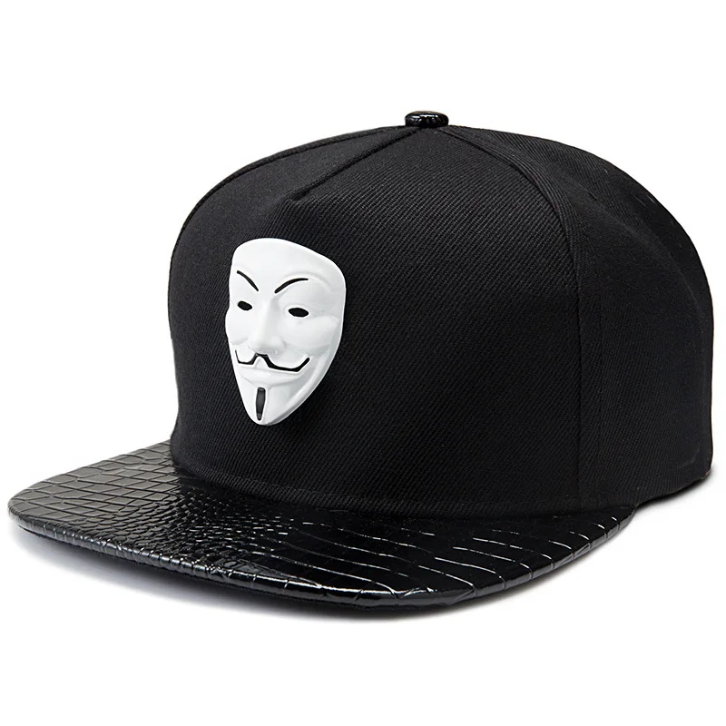 Хип хоп Snapback шапки V значит вендетта Бейсболки для женщин черный Шапки плоские
