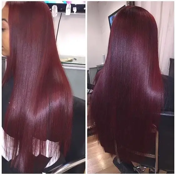 Pinshair 99J бордовый прямые волосы пряди 1/3 pcs бразильские волосы переплетения пряди красные человеческие волосы плетение наращивания на клипсах, не Волосы remy - Цвет волос: Burg