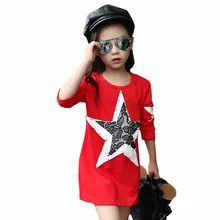 Платье для девочек, лето, платье-толстовка с принтом, хлопковое платье принцессы с длинными рукавами, платье для девочек-подростков 4, 6, 8, 10, 12 лет платье для девочки летнее платье для девочки