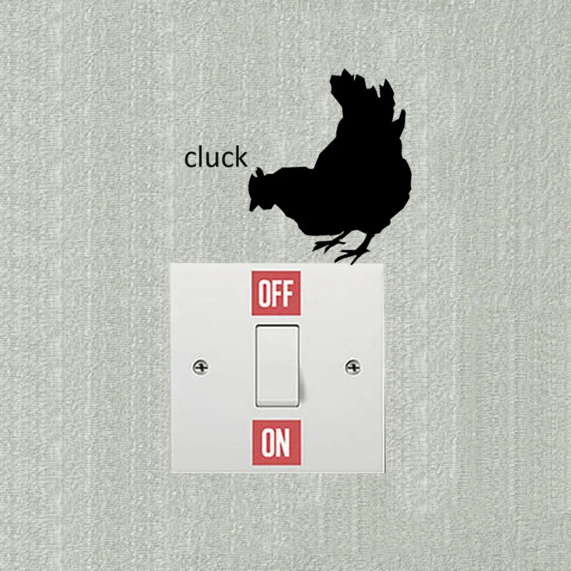 

CLUCK Chicken Wall Decals Decoration Cartoon Animal Vinyl Switch Stickers A3284