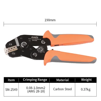 

SN-2549 Ratchet Crimping Plier terminal Electrician calmp tools Hand Crimper Tools Range 0.08-1.0mm2 (AWG: 28-18)