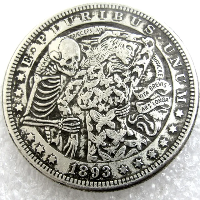 Cheap US Hobo 1893 Morgan Dollar skull zombie skeleton Creative Copy Coins