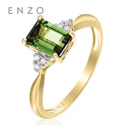 ENZO классический природных драгоценных камней 1Ct турмалин с 0,04 карат кольцо с бриллиантом Подарок для Для женщин Fine Jewelry