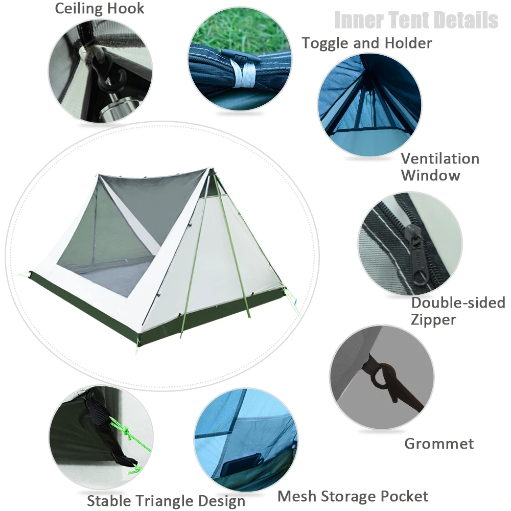 GeerTop 2 человека 3 сезон Сверхлегкий альпинизмом палатки снаряжение Водонепроницаемый Открытый Кемпинг Туризм треккинг Сетка дорожный поход палатки Tente