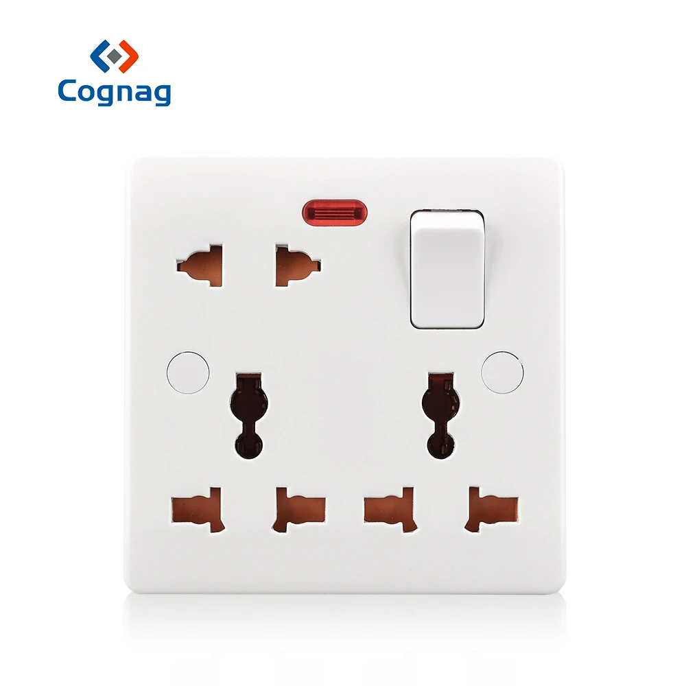 

Cognag 2019 new multi socket single gang 8 pin bakelite material universal socket outlet 13A UK switched socket