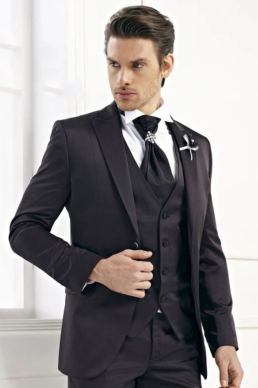 Latest Coat Pant Designs Black font b Men b font Wedding font b Suits b font