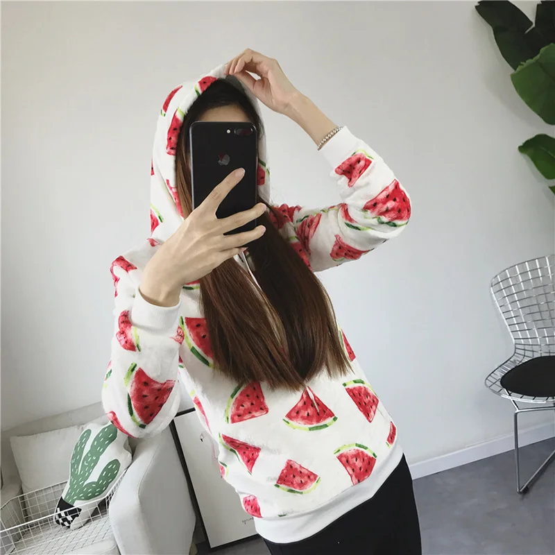 KaiTingu Harajuku Kawaii милые толстовки Толстовка для женщин на осень зиму арбуз печати