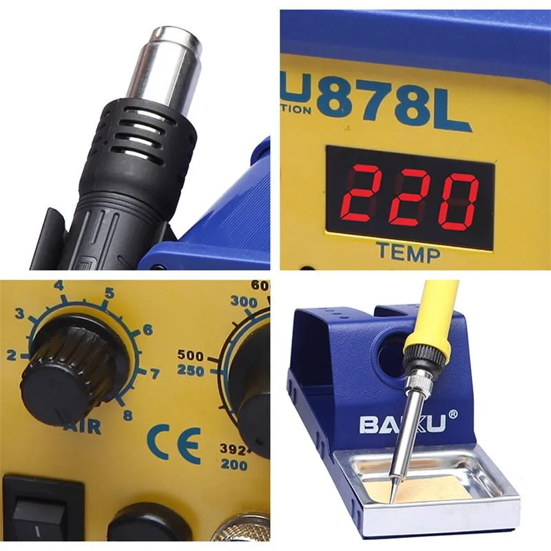 Исключительное качество оригинальный Дизайн SMD 110 В/220 В фена BGA ячейки паяльная станция (BK-878L)