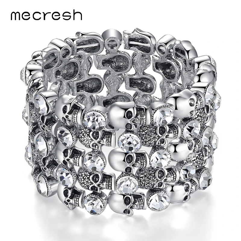Mecresh модные хрустальные браслеты с черепом для женщин Европейские Бусины прозрачные/Синие стразы браслет «Лучший Друг» Браслеты SL291