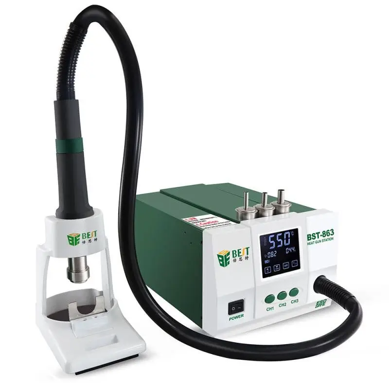 

BES 863 Lead-free Adjustable Hot Air Rework Station Soldering Touch Screen LCD 1200W 220V For Phone CPU PCB