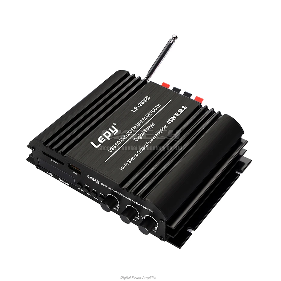 LP-269S Lepy Bluetooth автомобильный усилитель цифровой плеер HIFI стерео аудио Мощность 2CH 45 Вт домашняя мультимедийная поддержка SD USB FM MP3 DVD CD LP-269S Lepy Bluetooth автомобильный усилитель цифровой плеер HIFI стерео аудио Мощность 2CH 45 Вт домашняя мультимедийная поддержка SD USB FM MP3 DVD CD