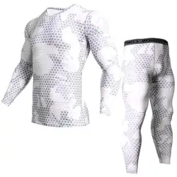 Мужская одежда ММА Рашгард комплект Бодибилдинг футболка Crossfit базовый слой 2 шт мужское термобелье Камуфляжный спортивный костюм