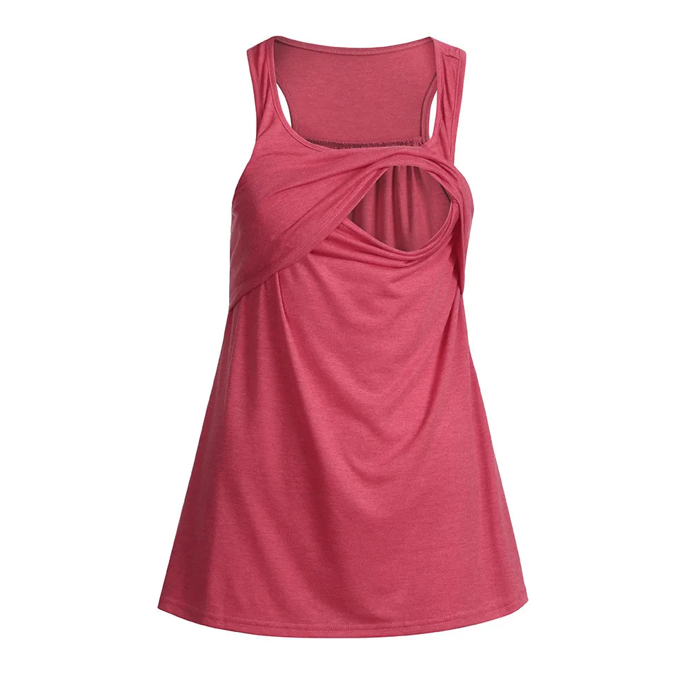 LONSANT Maternity Blouse Women Pull-up Nursing Tank Tops Maternity Loose Comfy Cotton Vest solid color Breastfeeding Shirt