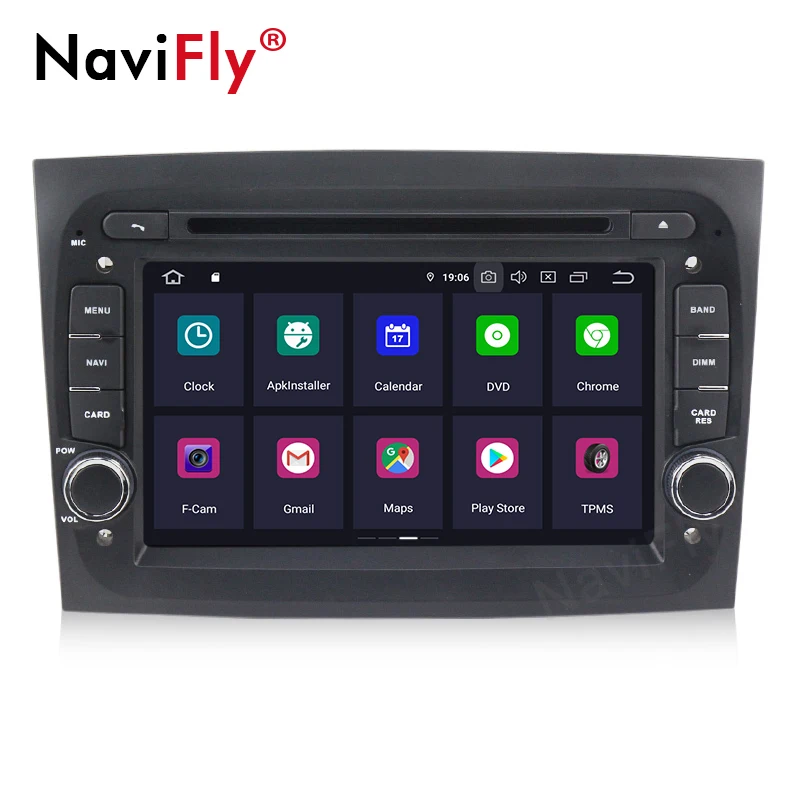 Perfect NaviFly IPS Screen DSP Android9.0 HD 1024*600 CAR DVD player gps navigator for Fiat Doblo 2016 car DAB OBD2 DVR view camera 3